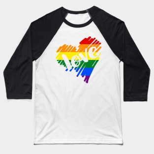 Gay Pride Rainbow Scribble Heart From Ricaso Baseball T-Shirt